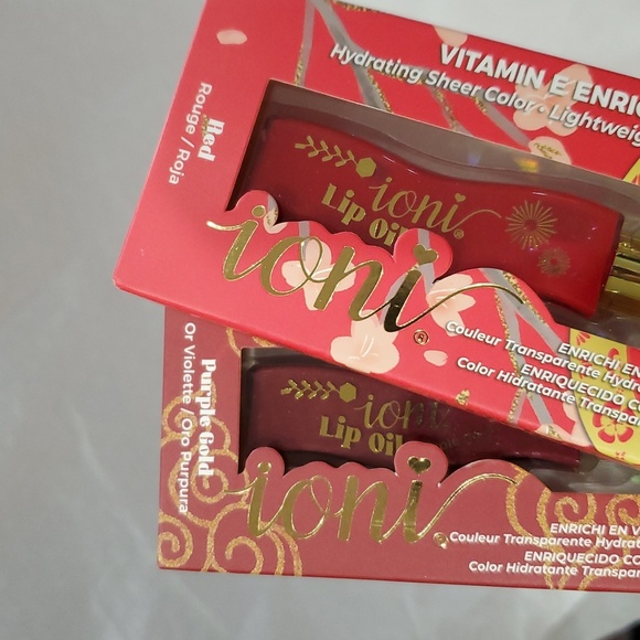 2pack vitamin E enriched hydrating sheer red and purple gold tinted lip oils new - Picture 7 of 10